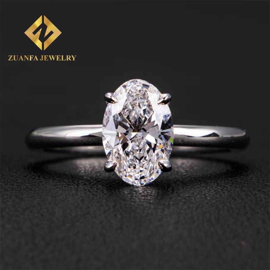 IGI Certificates Classic 4 Claws Au750 White Gold Luxury Bridal Wedding Jewelry 1Ct D VS1 Oval Lab Grown Diamond Engagement Ring