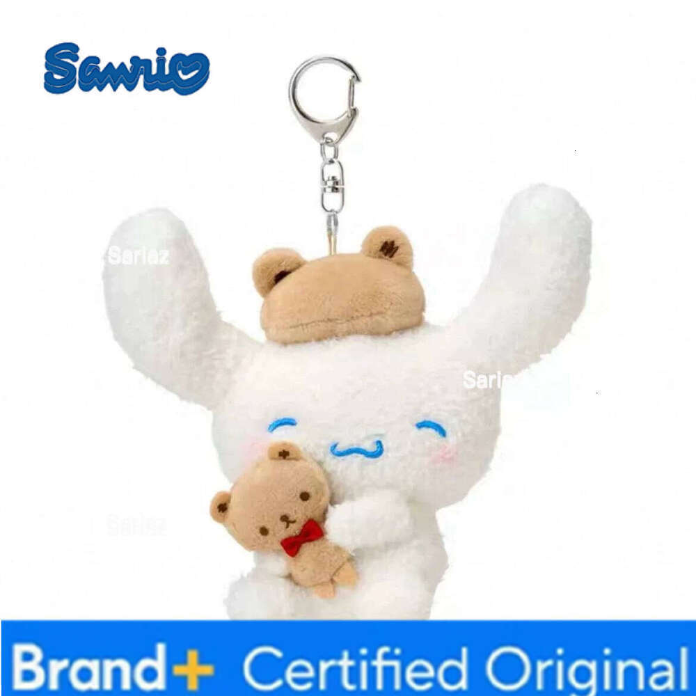 Sanrio kawaii Dog Plush Toys Keychain Holding Bear Cinnamoroll Stuffe Fluffy Doll Black Brown Mocha Cinnamon Key ring H260121