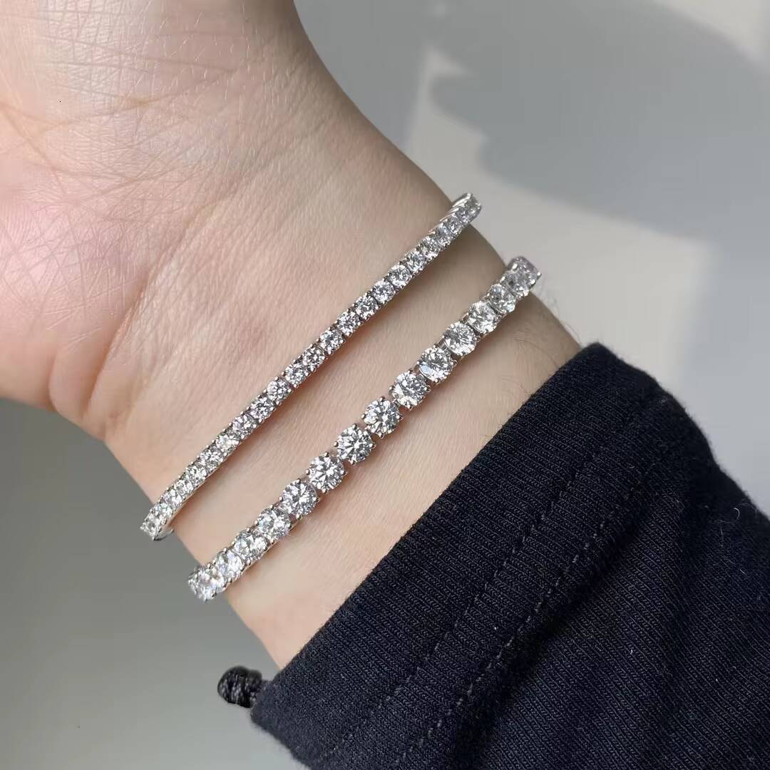 Provence Gems 14K 18K Pass Tester 25MM 3MM 35MM 4MM Round Brilliant Lab Grown Diamond Tennis Bracelet
