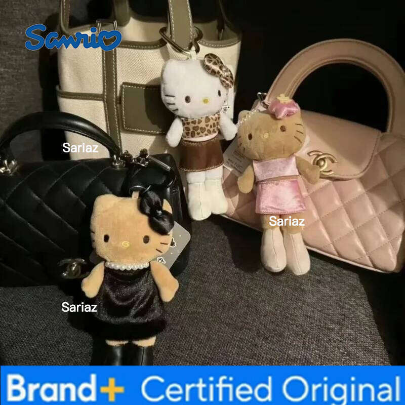 Sanrio Hello Kitty Leopard Long Leg Doll Kawaii Keychain Black Kt Cat Animation Peripheral Toy H260121