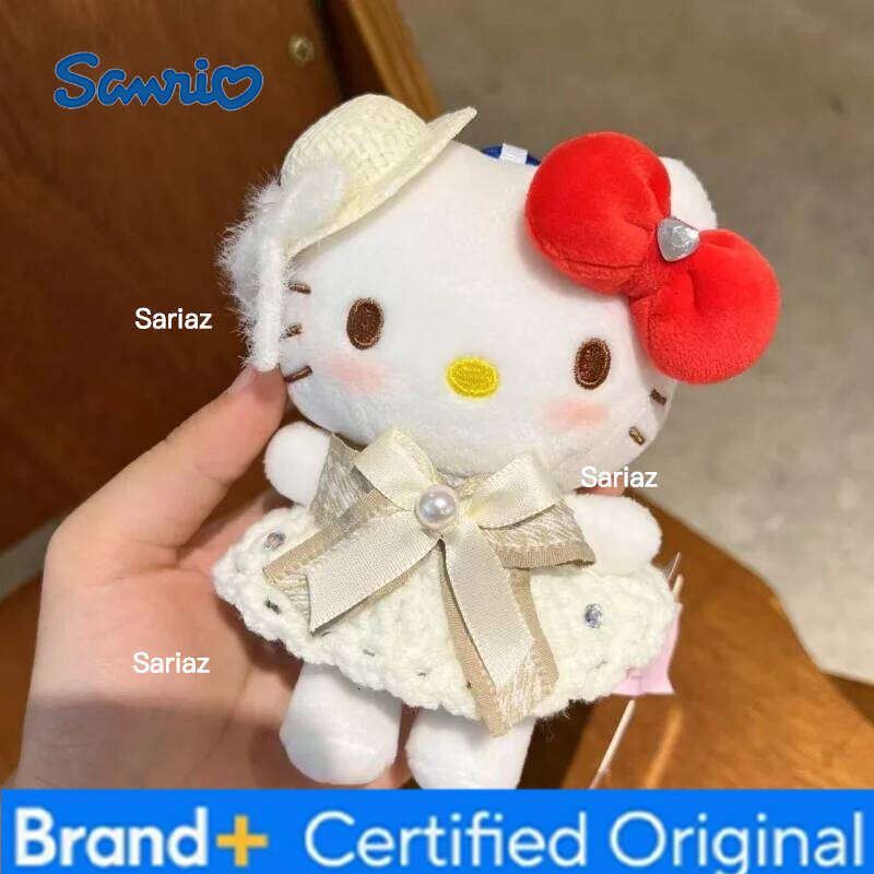 Sanrio Cute Cartoon Kawaii Chef Dresses Up with A Fun Black and Yellow Apron Hellokitty Plush Doll Keychain Bag Pendant Toy Gift H260121