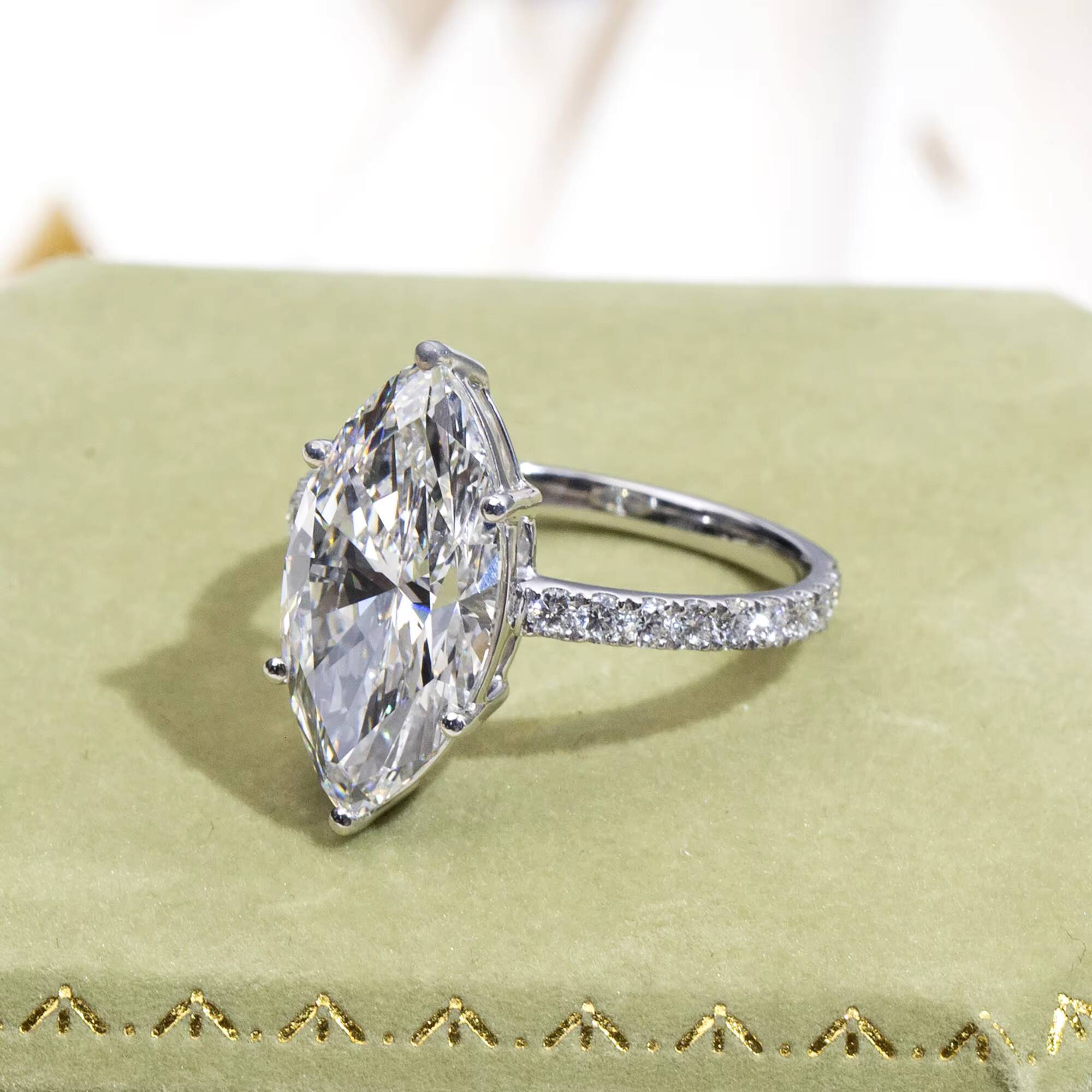 MSR-1125 925 Silver Solitaire Diamond Ring Marquise Cut Lab Grown Diamond Engagement Ring