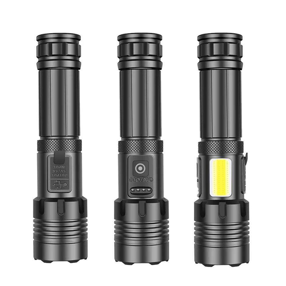 30W Zoom High Power Flashlight Tactical COB Usb rechargeable Outdoor Hiking Camping Hunting Fishing Handheld Patrol Light Torch Z260121