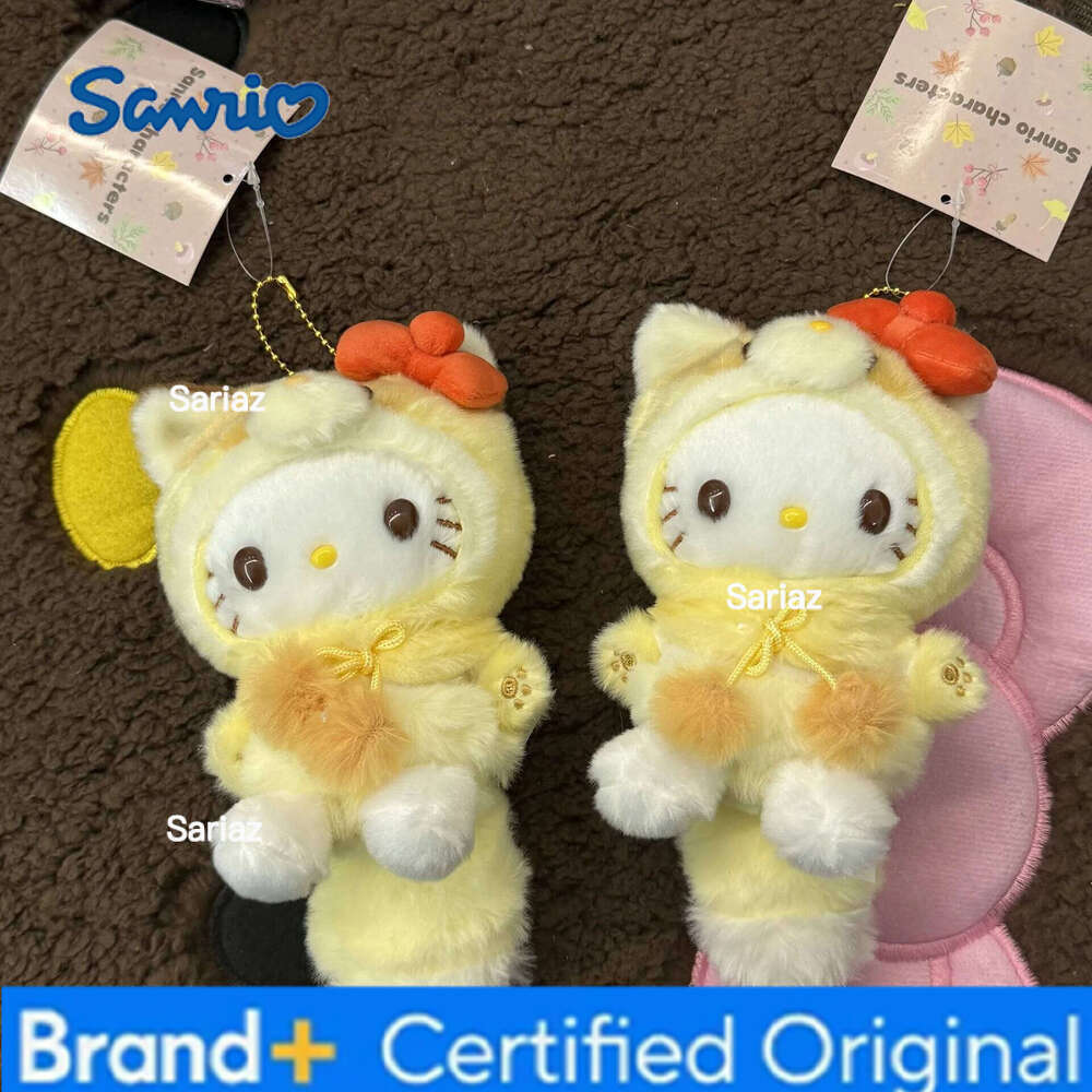 Sanrio Fox Clothes Plush Doll Keychain diy Hello Kitty Bag Pendant Accessories Fun Cute Toys Children's Birthday Gifts H260121