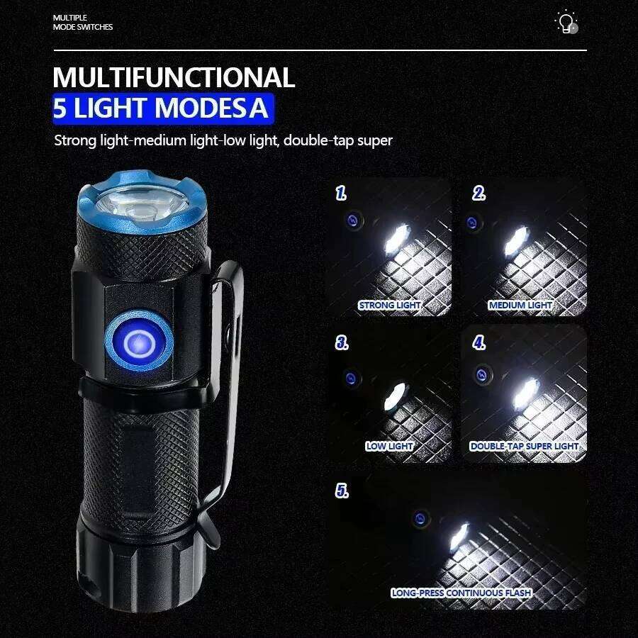 Ultra Bright Mini P50 LED Flashlight Outdoor Hat Clip Torch USB C Rechargeable with Tail Magnet Camping Hunting Emergency Lamp Z260121