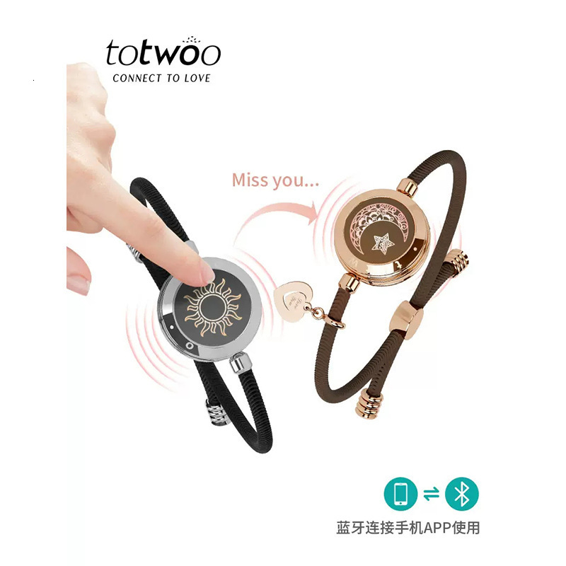 Totwoo Long Distance touch Light up Vibrate Bracelets for Couples Long Distance Relationship Gifts Smart Sun Moon Love Bracelet241224bj