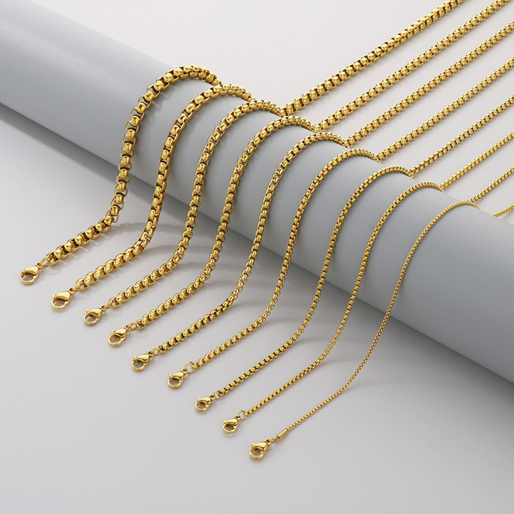 Stainless Steel Pearl Shape Chains Necklace Stainless Steel Gold Plated Jewelry Accessories Wholesale