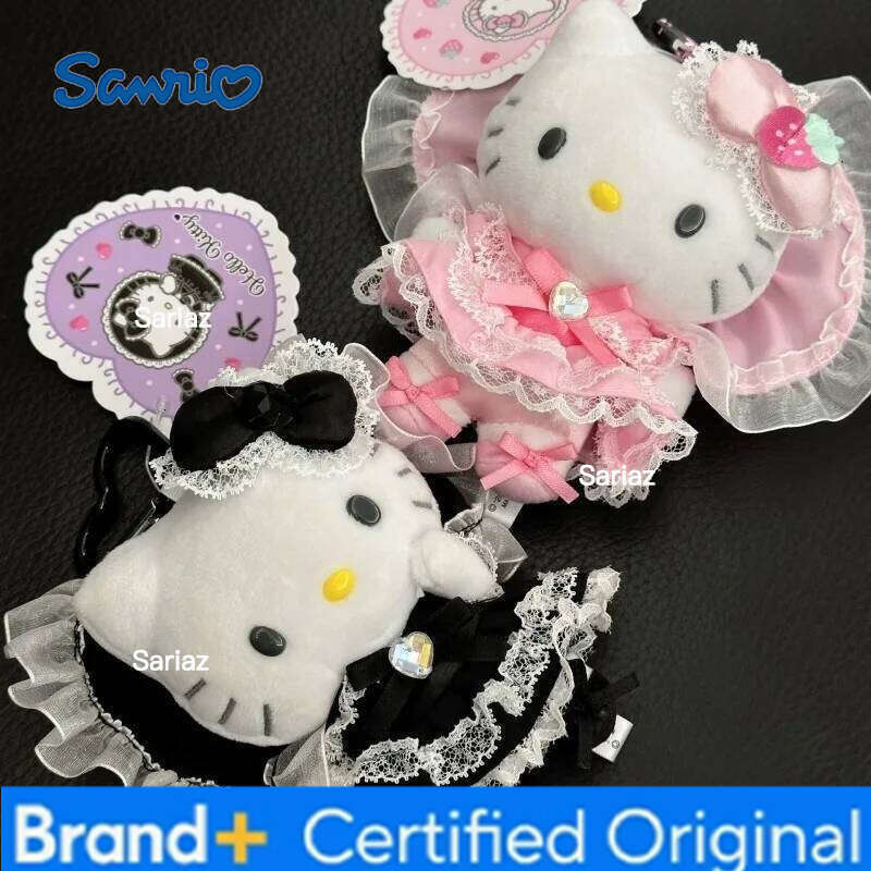 Sanrio New Hello Plush Keychain Intricate Work Lolita Lace Dress Kitty Bag Charm Stuffed Sweet Maid Decoration Pendant Girly Gift H260121