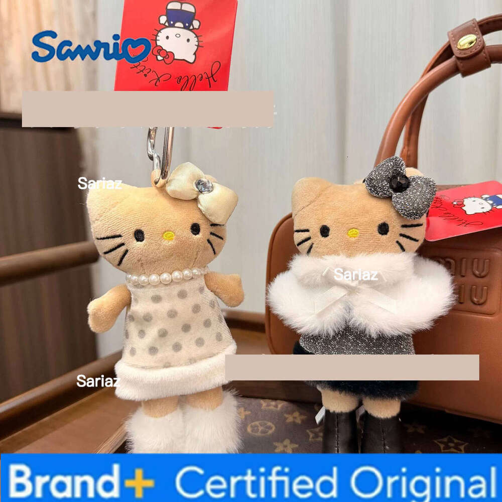 Sanrio NEW Cute Hello kitty Plush Keychains Winter Wrap Kitty cat Small Pendant Anime Plushie Doll Gift H260121