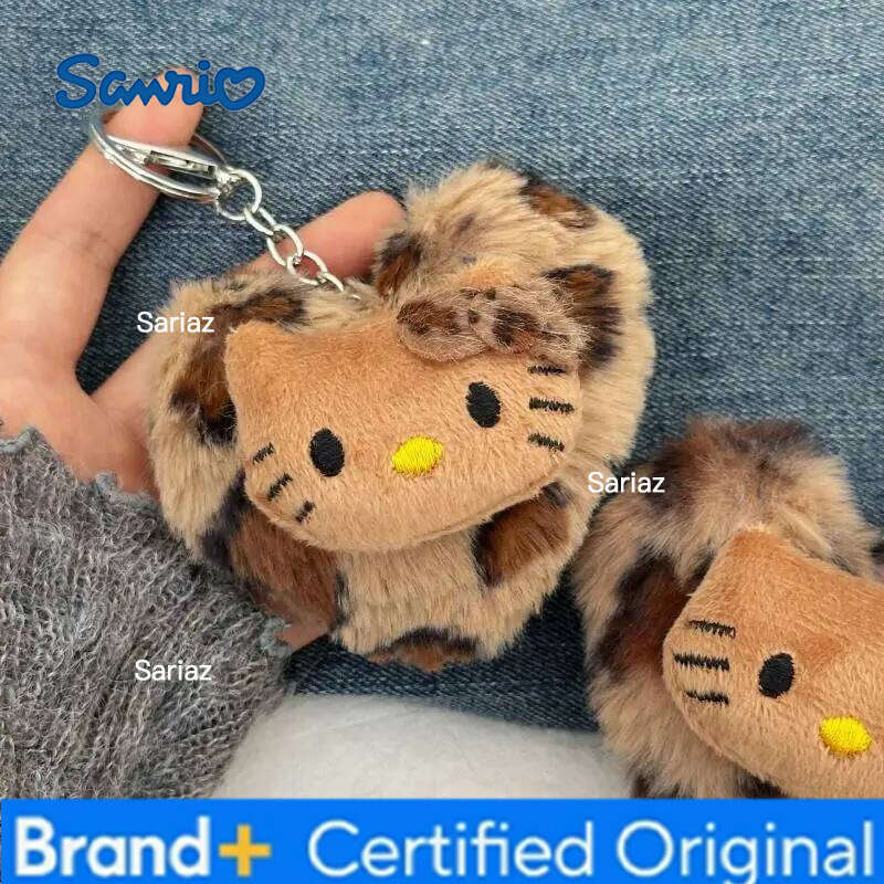 Sanrio Cartoon Hello Kitty Fashion Bag Retro Leopard Doll Pendant Kawaii Anime Toy Keychains Accessories Keyring Christmas Gift H260121
