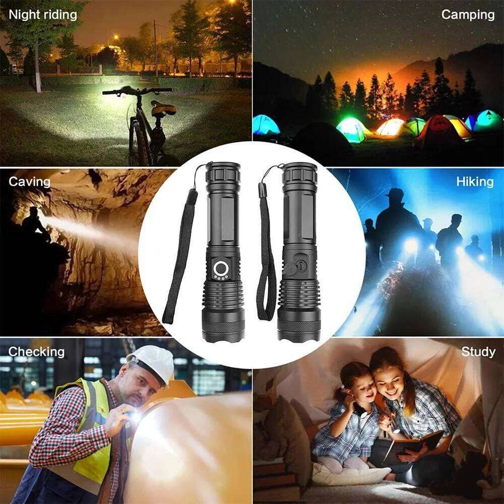 USB Rechargeable LED Flashlights High Lumens Handheld Light Waterproof for Hiking Outdoor Emergence Searchlight Z260121