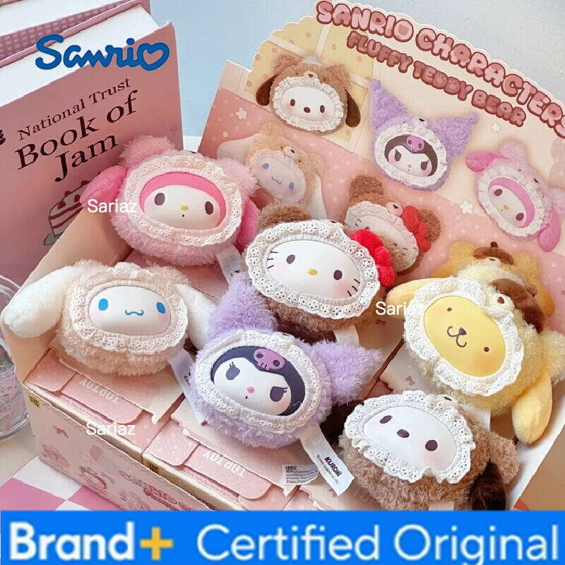 Sanrio Family Bear Series Blind Box Cute Kt Cat Kuromi Melody Plush Pendant Keychain Doll Surprise Gifts H260121