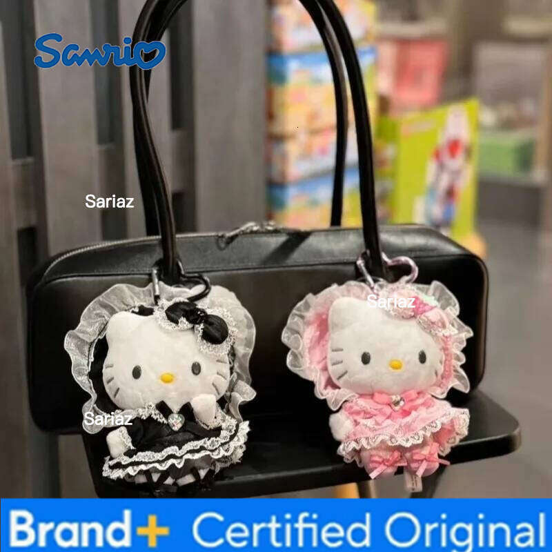 Sanrio New Hello Plush Keychain Intricate Work Lolita Lace Dress Kitty Bag Charm Stuffed Sweet Maid Decoration Pendant Girly Gift H260121