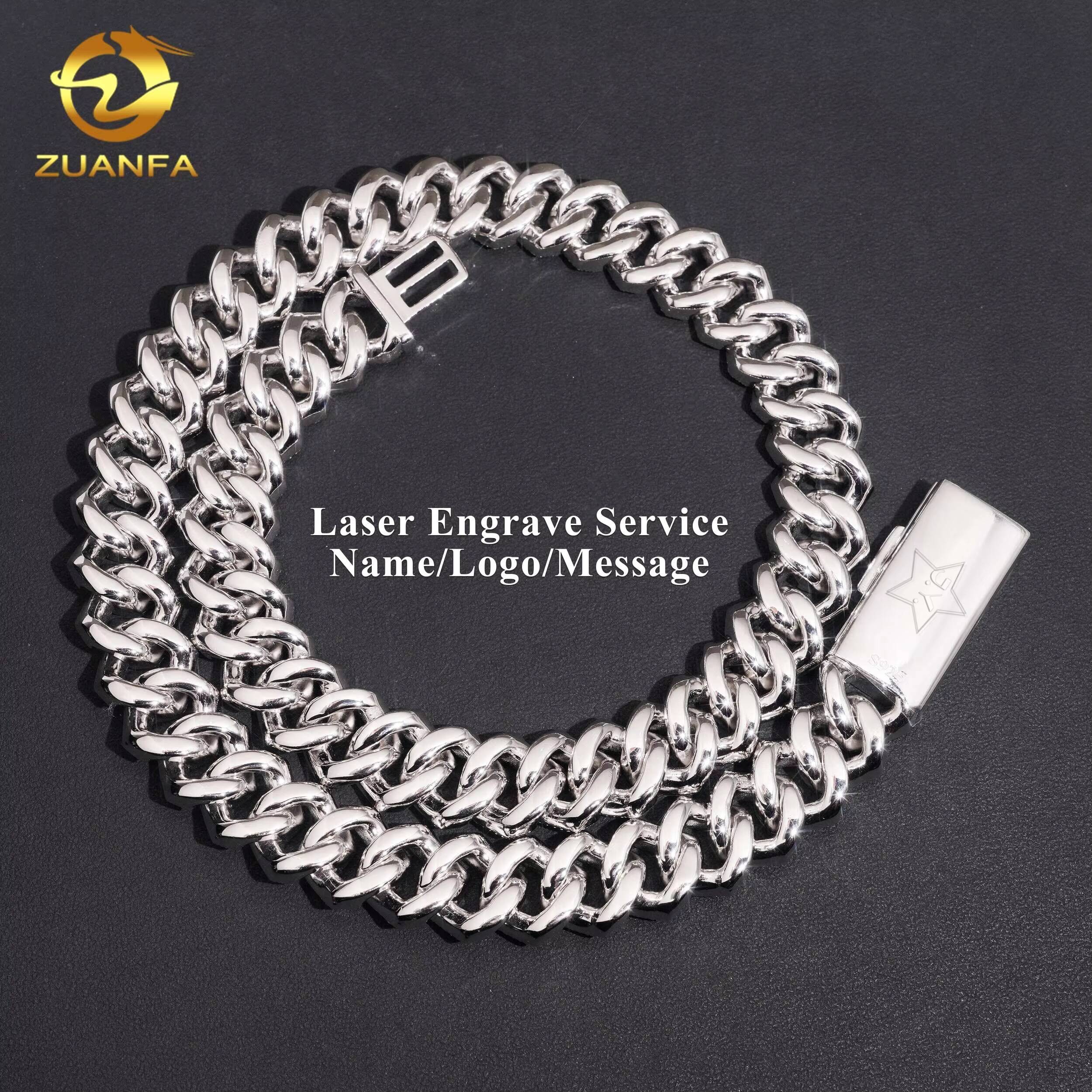 Thick 4 Row 18mm Heavy Moissanite Chain Cuban Links 925 Silver Miami Cuban Link Chain Moissanite Iced Out Necklace