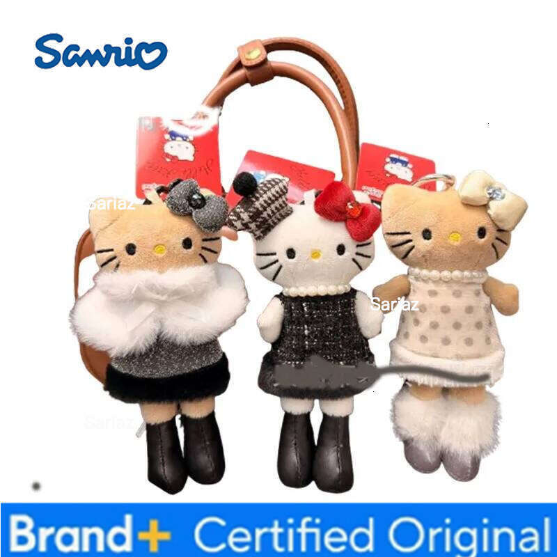 Sanrio NEW Cute Hello kitty Plush Keychains Winter Wrap Kitty cat Small Pendant Anime Plushie Doll Gift H260121