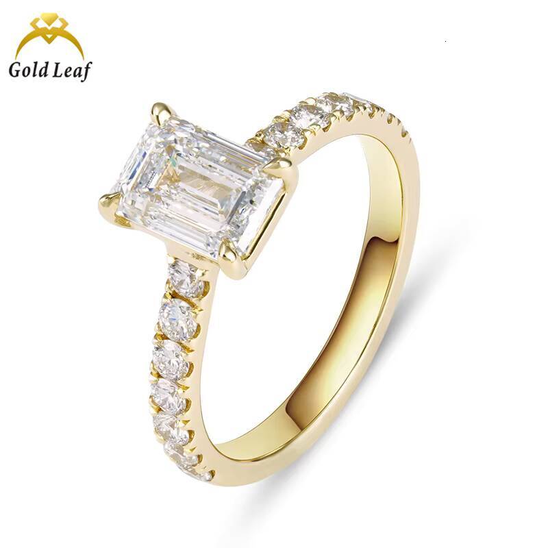 Goldleaf Jewelry 4 Ct Lab Grown Emerald Cut Engagement Ring Custom 10k 14K 18K Gold IGI Report VVS/DEF/CVD Grown Diamond Ring