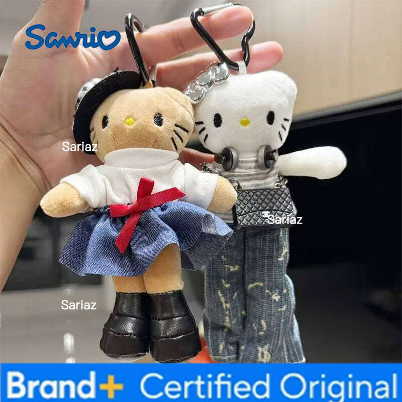 Sanrio HelloKitty Plush Cartoon Long Leg Dress up Kitty Doll Student Bag Keychain Girlfriend Car Pendant H260121