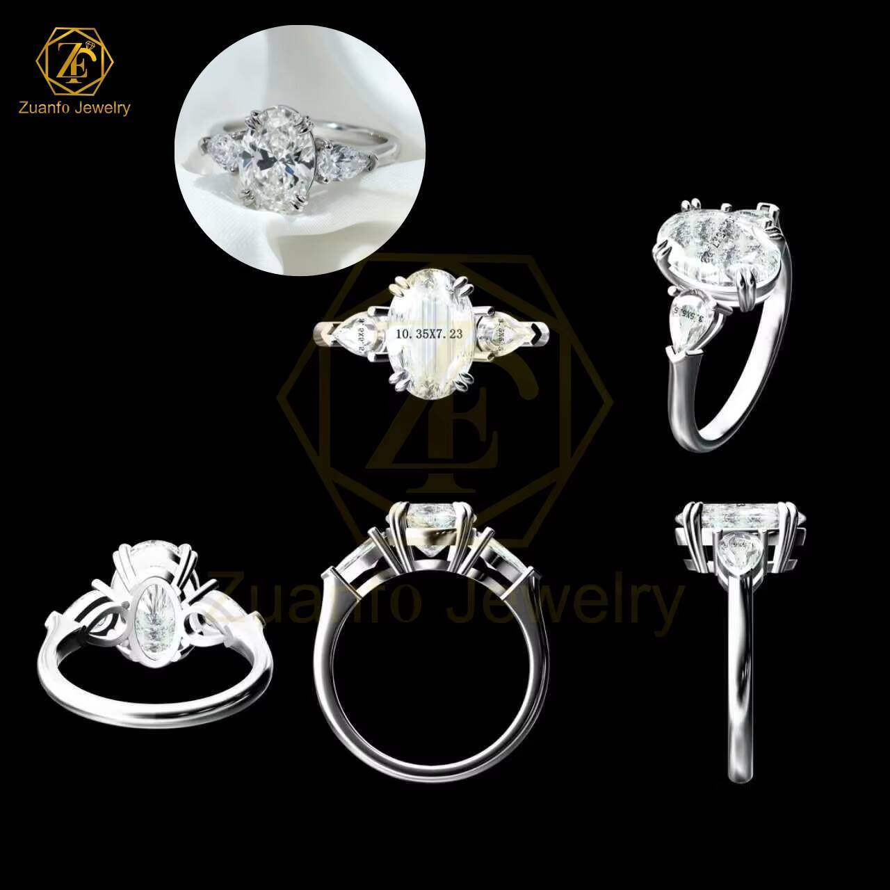 Customizable 14K Gold Engagement Wedding Ring IGI Certified Oval Cut VVS Lab Grown Diamond for Luxury Women