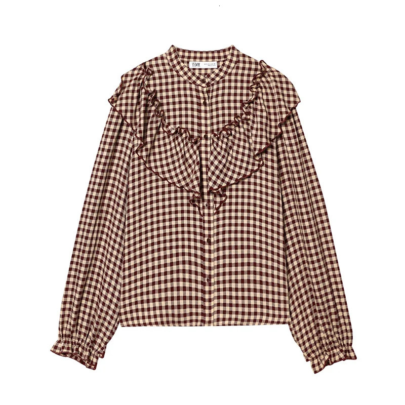 Tidalyf 2026 Womens Shirts and Blouses Fashion Retro Laminated Plaid Tops Youth Chic Street Leisure Holiday Womens Shirts 260120