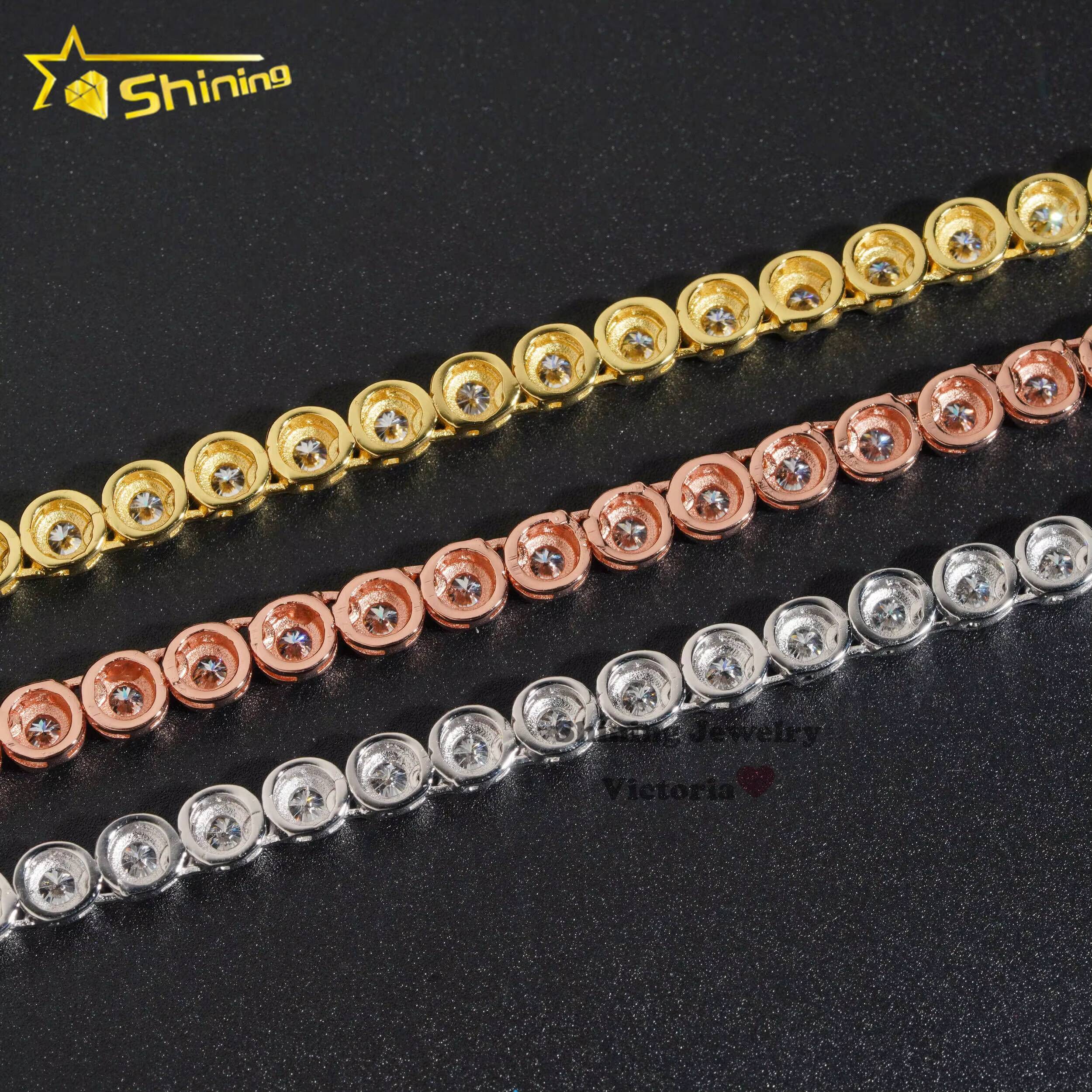 New Design Luxury Men Women Hip Hop Iced Out Fine Jewelry 3MM 4MM Lab Diamond S925 Silver Vvs Moissanite Tennis Chain Necklace