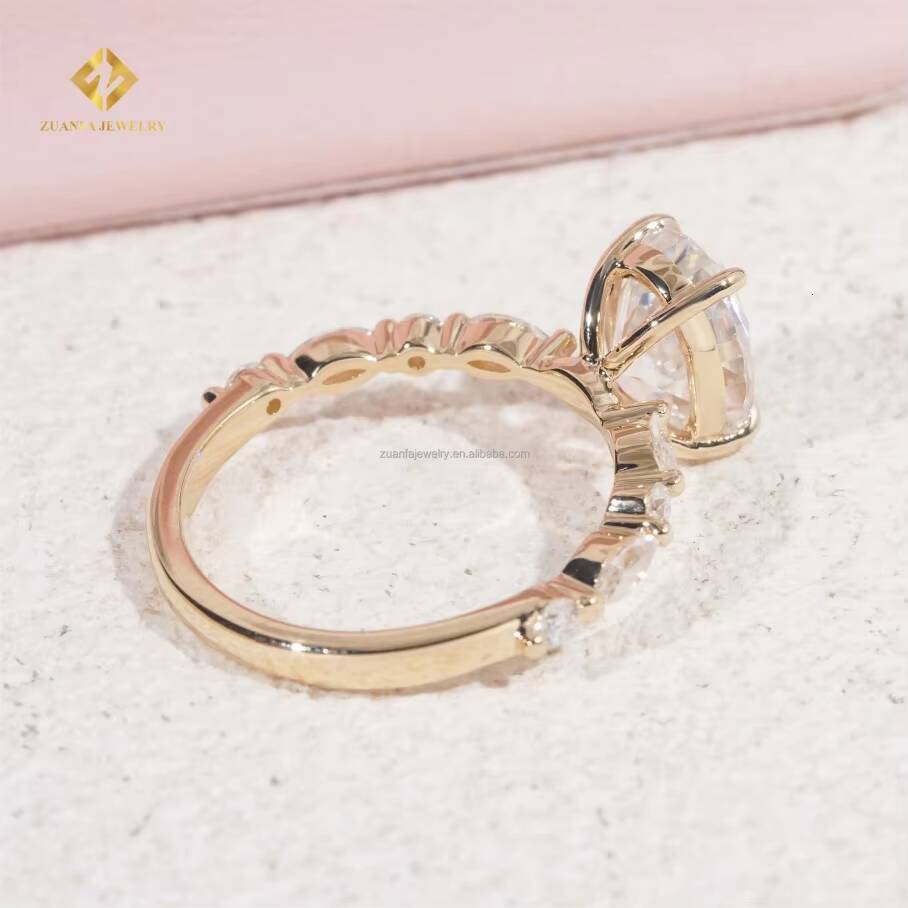Luxury 14k Yellow Gold Boutique Bridal Wedding Jewelry Oval Lab Grown CVD Diamond Engagement Wedding Band Ring Women
