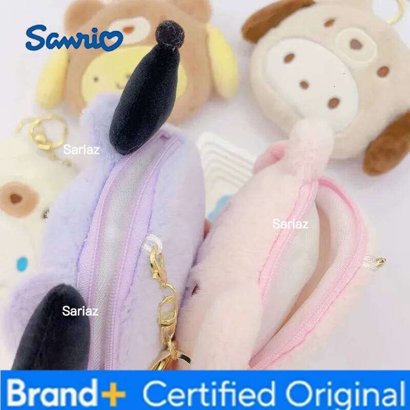 Sanrio Kuromi Plush Keychain Wallet Melody Cinnamoroll Plushies Coin Purse Earphone Organizer Bag Pendant Key Ring Girls Gifts H260121