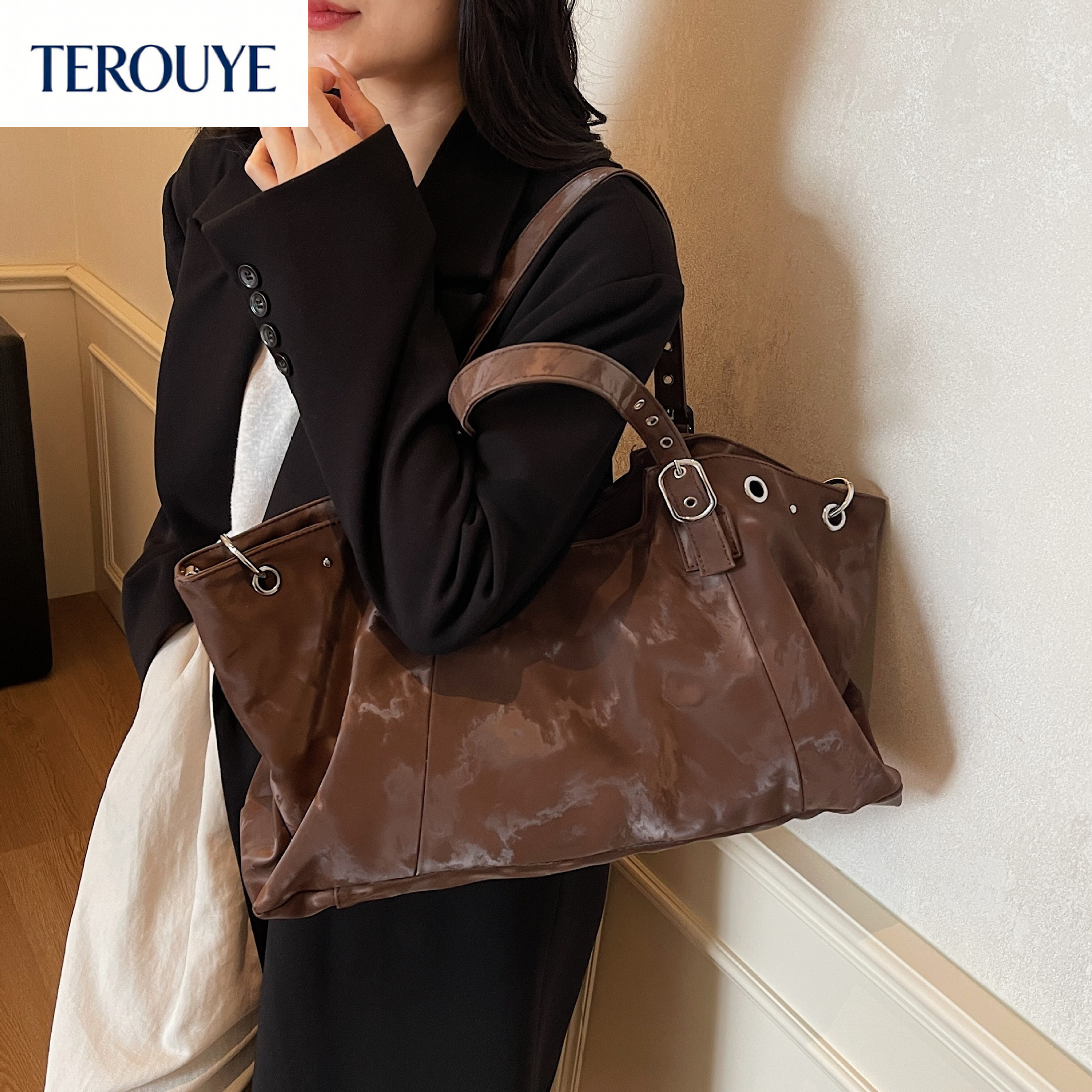 TEROUYE Women s suede armpit bag autumn and winter new fashion Korean retro handbag large capacity trendy luxury style Luxury bag