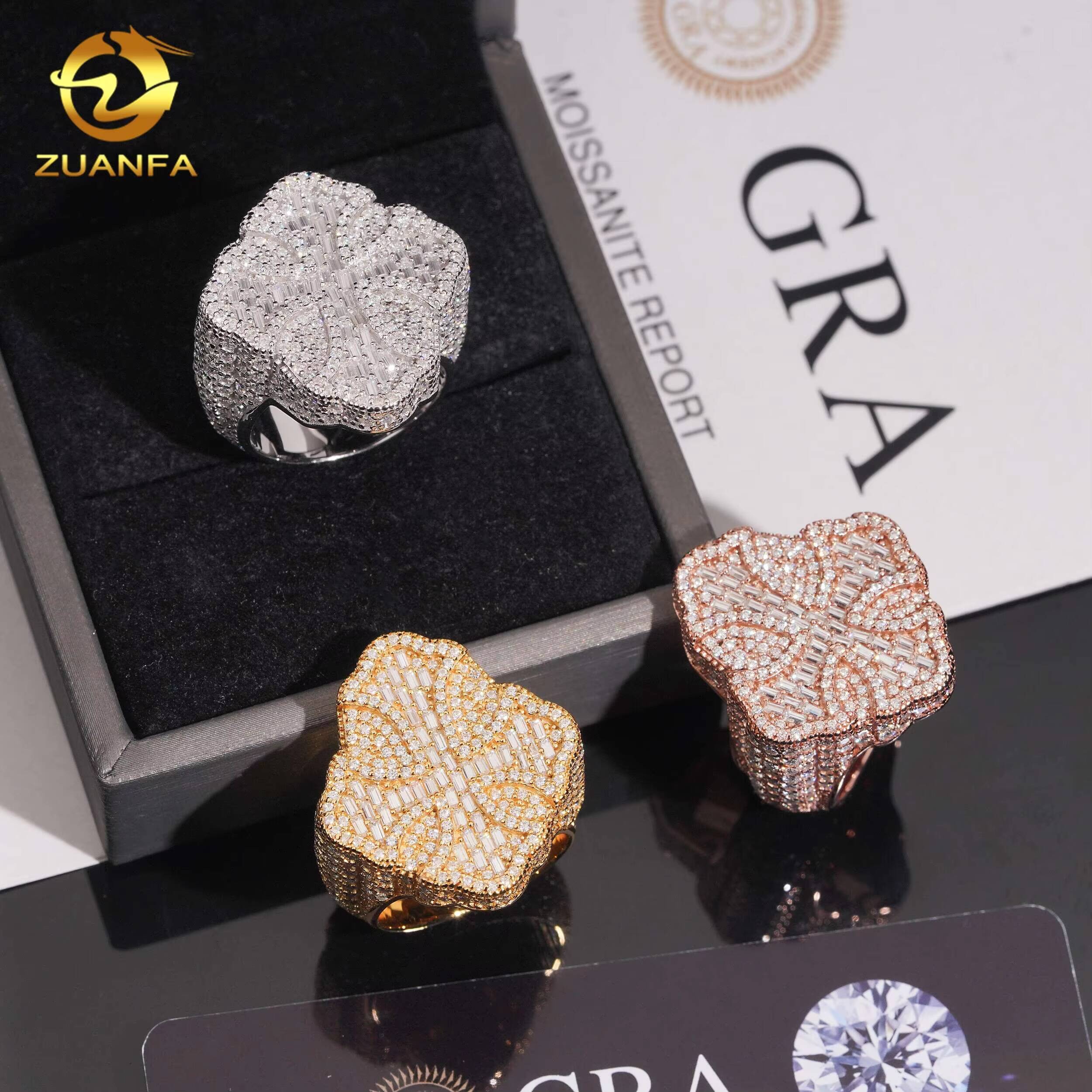 New Design Cross Ring Full Iced Out Championship Ring Baguette Cut Moissanite Ring Iced Out Ring Men Diamond Ring