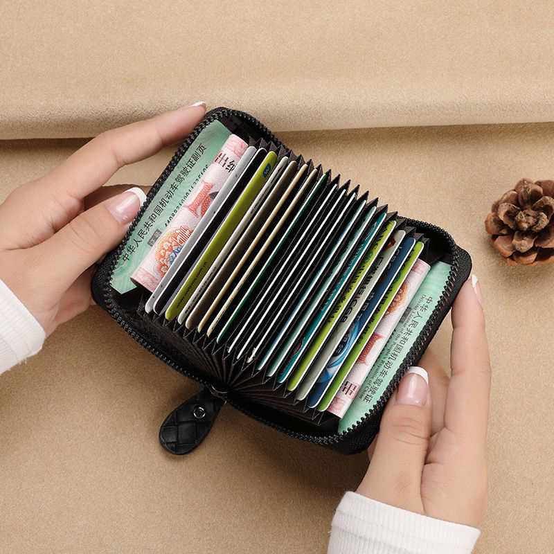 New Hand-Woven Card Holder Casual Fashion Zipper Pouch with Multi-Card Slots for Coins & Cards 2026