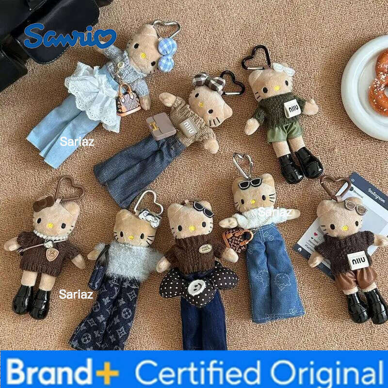 Sanrio Miniso Black Skin Long Legs Hello Kitty Kawaii Plush Doll Ins Korean Backpack Pendant Cartoon Anime Gift H260121