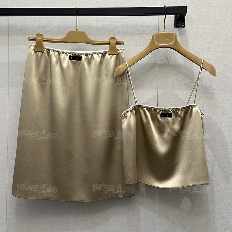 Acetate Tank Vest Mini Skirt Dress Set For Women Designer Sexy y2k Style Sling Vest Top Summer Vacation Birthday Party Wedding Dinner Miniskirt Outfit