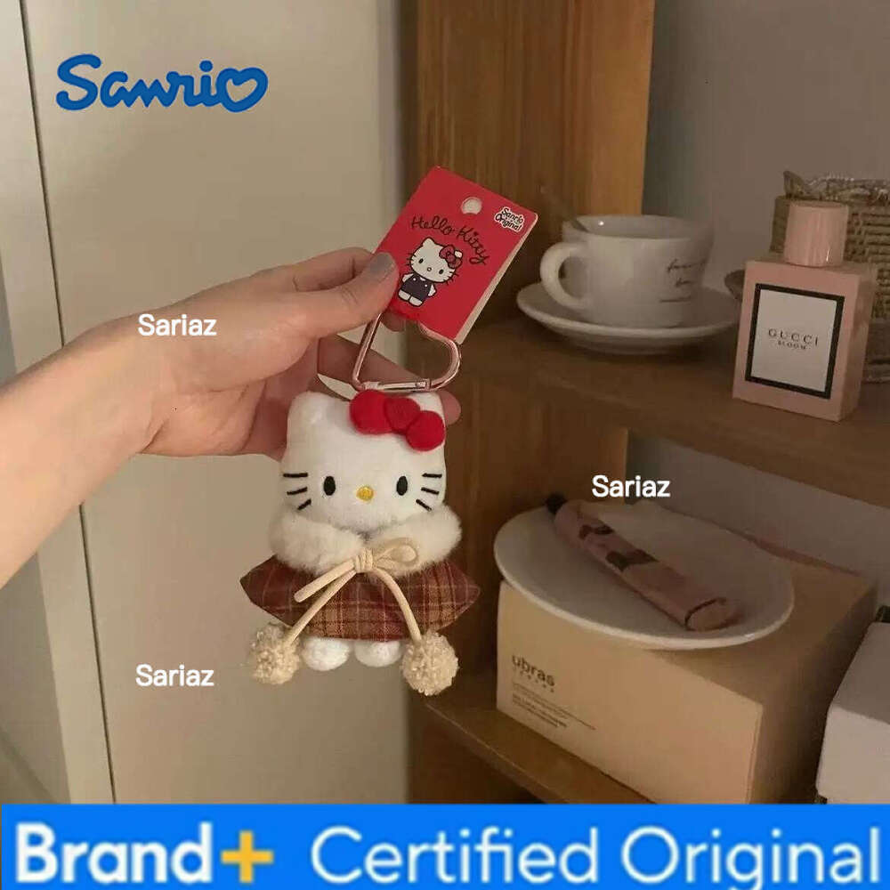 Sanrio Cute Hellokitty Keychain Anime Cartoon Kitty Cat Plush Hanging Key Chain Backpack Accessories Pendant Girl Gifts H260121