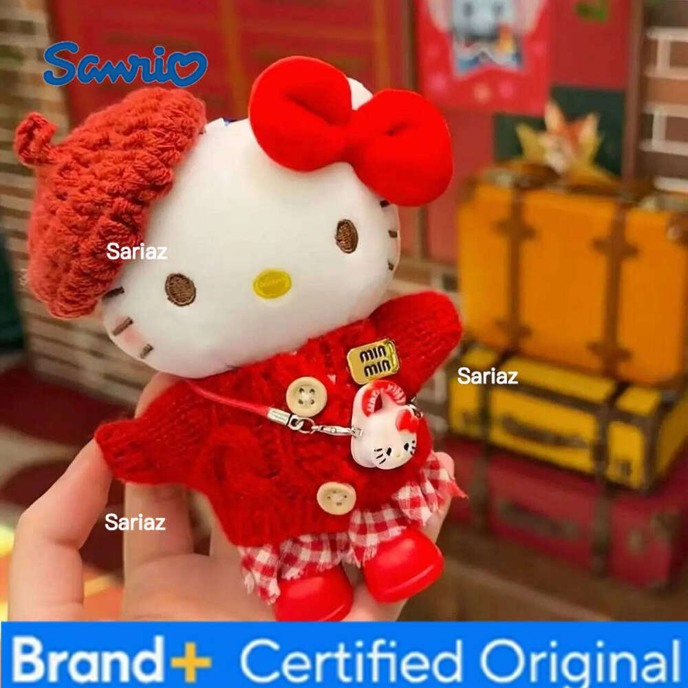 Sanrio Cartoon Kawaii New Cute Sweater Plaid Skirt Hello Kitty Plush Keychain Backpack Ornament Best Friend Girl Birthday Gifts H260121