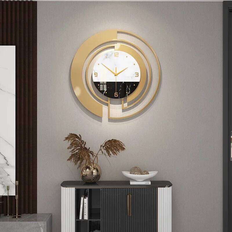 Nordic Light Luxury Metal Fashion Design Large Home Decoration Pendant Hotel Living Room Wall Hanging Clock 26Y0121