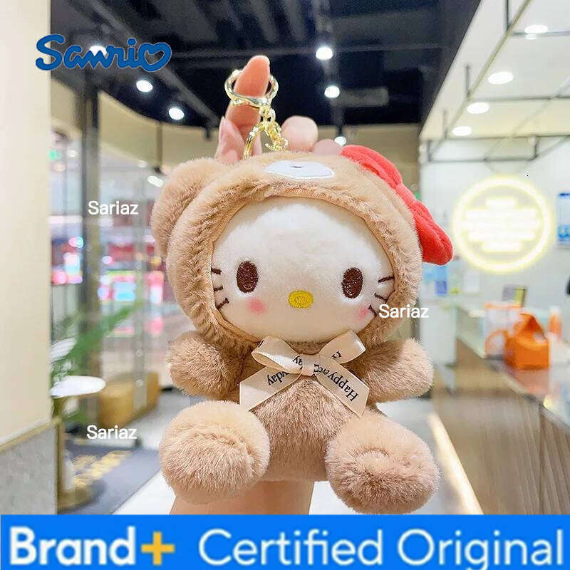 Sanrio 12CM Cute Plush Keychain Children Hello Kitty Pendant Kuromi Cartoon KeyChain Backpack Decoration Gifts for Kids Toy H260121