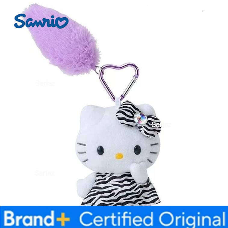 Sanrio Kawaii Popular Hello Keychain Leopard Print Kitty Cat Cartoon Plush Doll Toy Diy Bag Pendant Girls Cute Gift H2601211