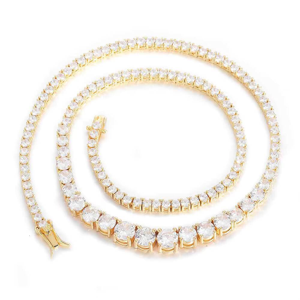 Womens Magnificent Classic Graduated Round Cut Morganite Tennis Necklace Sparkly Hip Hop Cubic VVS Morganiteia Tennis Chain for Men