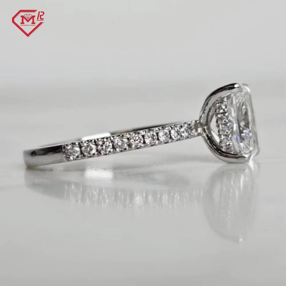 IGI Certified CVD Lab Diamond Ring Fashion Jewelry 14k 18k Solid Gold Elongated Cushion Engagement Lab Grown Diamond Ring