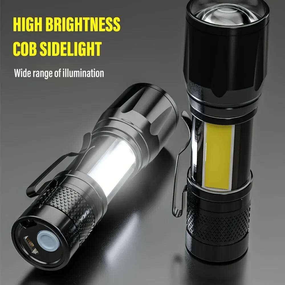 Mini LED COB+XPE Portable Torch USB Charging Camping Lantern Zoomable Focus Light Tactical Flashlight with Pen Clip Z260121