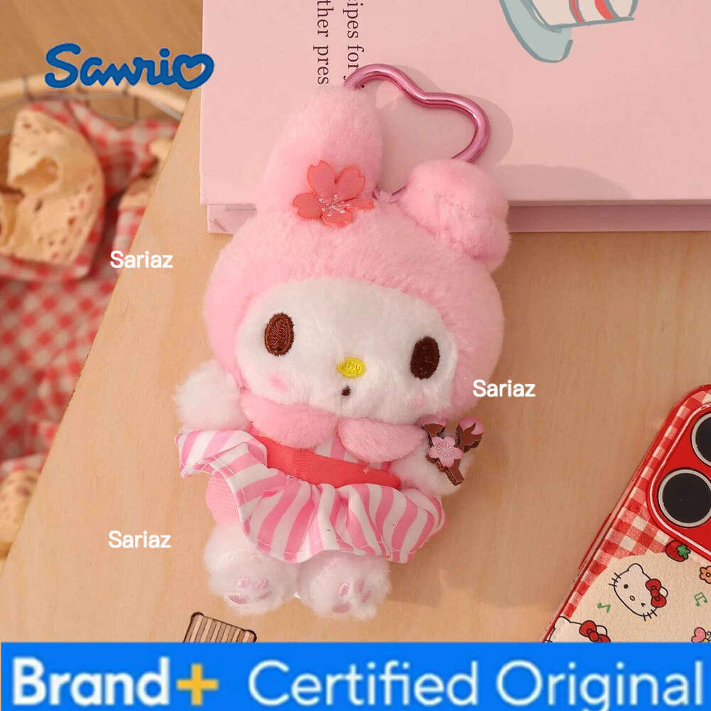 Sanrio Peluche Hello Kitty Kuromi Melody Cinnamoroll Stuffed Pendant Cute Plush Toys Keyring Anime Keychain Birthday Gift H260121