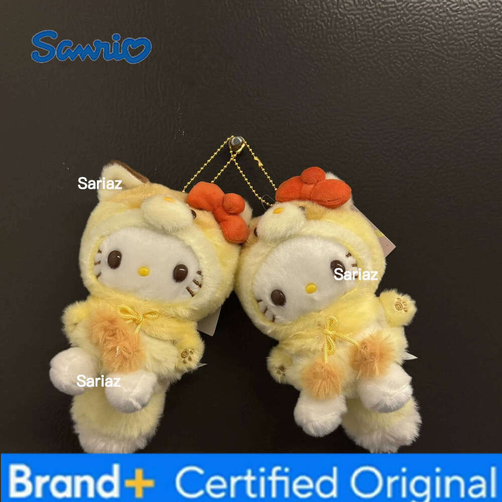Sanrio Fox Clothes Plush Doll Keychain diy Hello Kitty Bag Pendant Accessories Fun Cute Toys Children's Birthday Gifts H260121