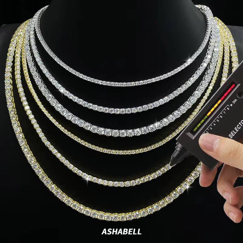 Cross-border European American Tennis Bracelet Necklace Moissanite S925 Sterling Silver Cuba Chain Cold Wind Unisex Wholesale