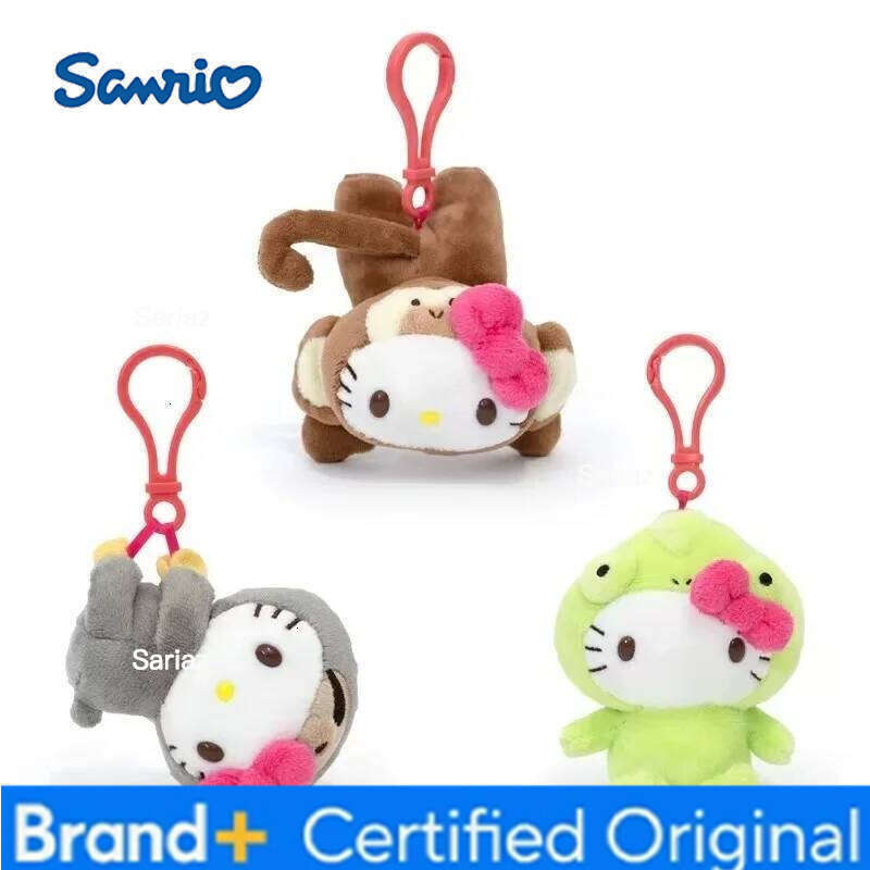 Sanrio NEW funny cartoon Hello Tropical Charms creative Kitty cat sloth Monkey Plush Doll Pendant Animal Key Ring H260121