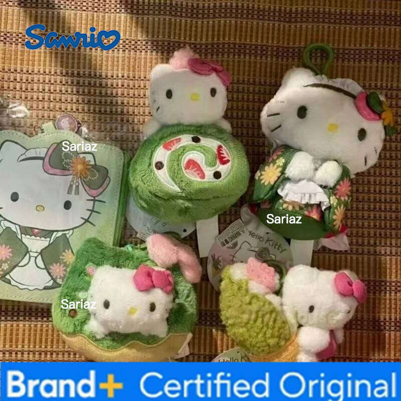 Sanrio NEW Matcha Ice Cream Series Hello Cartoon Creative Plush Toys Pendant Dessert Kitty cat bag Accessories Charm Gift H260121