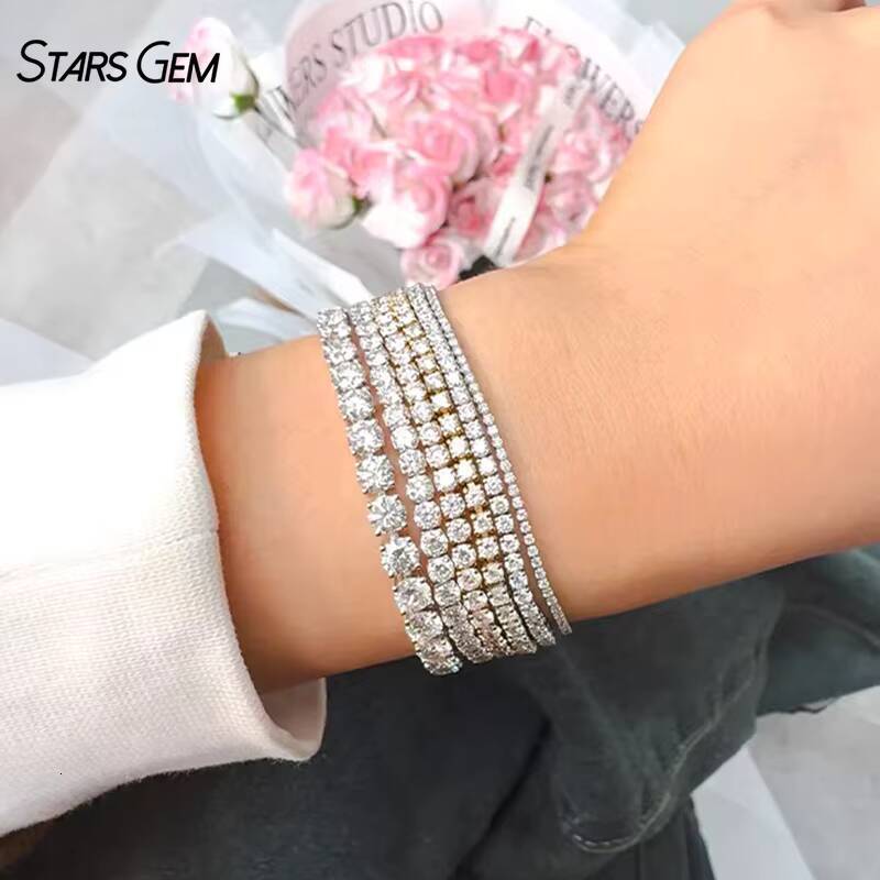 18K Lab Grown White Gold Tennis Bracelet 32-124ct Round Brilliant Cut Classic Unisex Diamond E Color