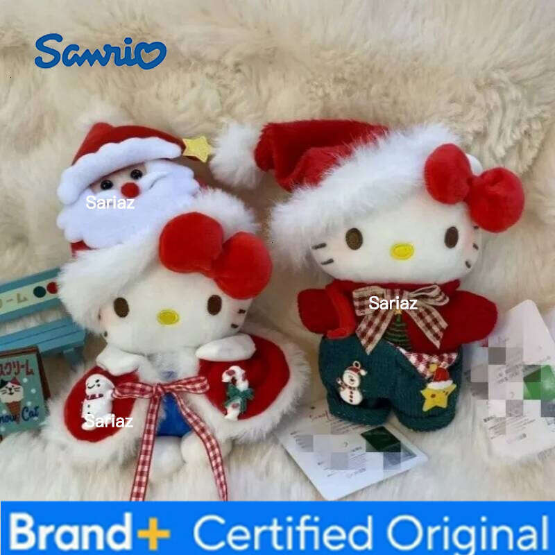 Sanrio Cute Christmas New Year Hellokitty Keychain Dolls Kitty Charms Gift For Women Furry Cat Pendant Collectible Toys H260121