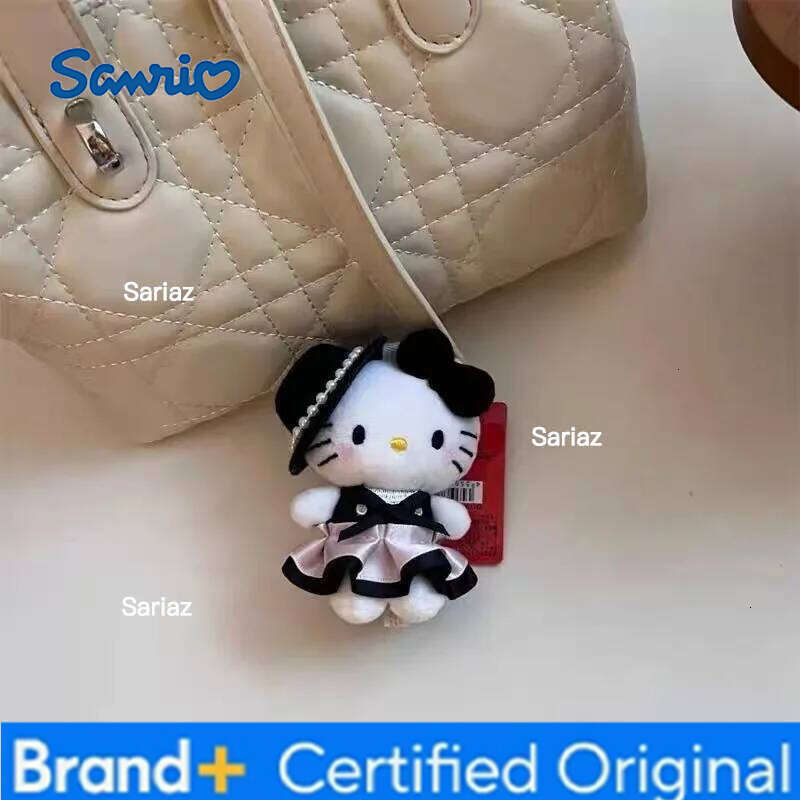 Sanrio Plush Filled Keychain Kawaii Hat Exquisite Dolls Hello Kitty Satin Skirt Bag Pendant A Birthday Gift for Girls H260121