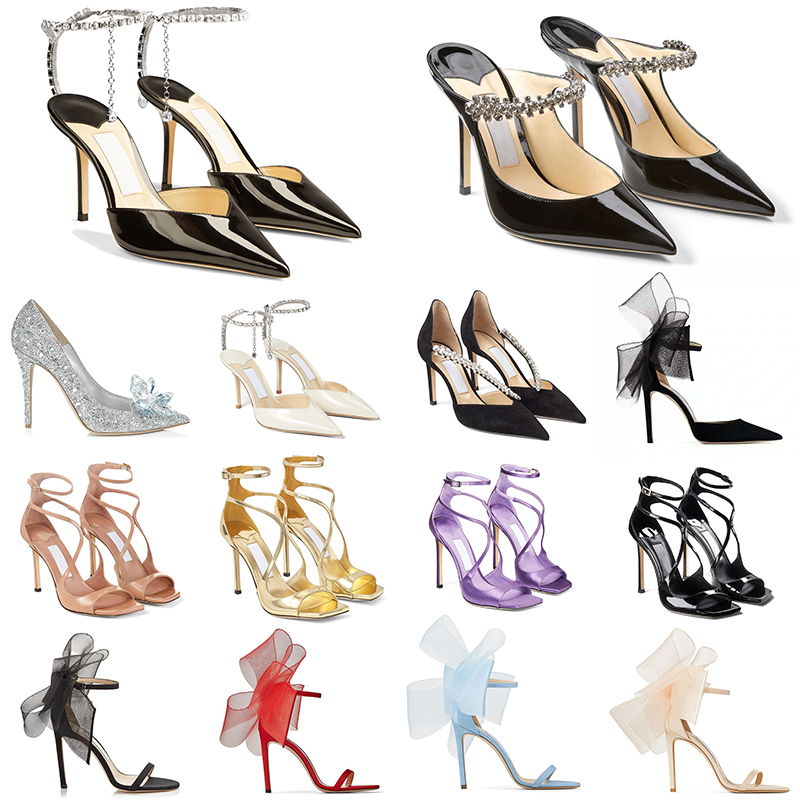 With Box Designer Sandals Sexy Pointed Womens HiSilky Satin Sparkling Rhinestone Slim Heel Sandals Luxury Gala Wedding Party Bridal Shower Casual High Heel Sandals