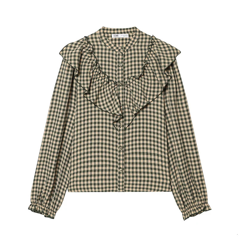 Tidalyf 2026 Womens Shirts and Blouses Fashion Retro Laminated Plaid Tops Youth Chic Street Leisure Holiday Womens Shirts 260120