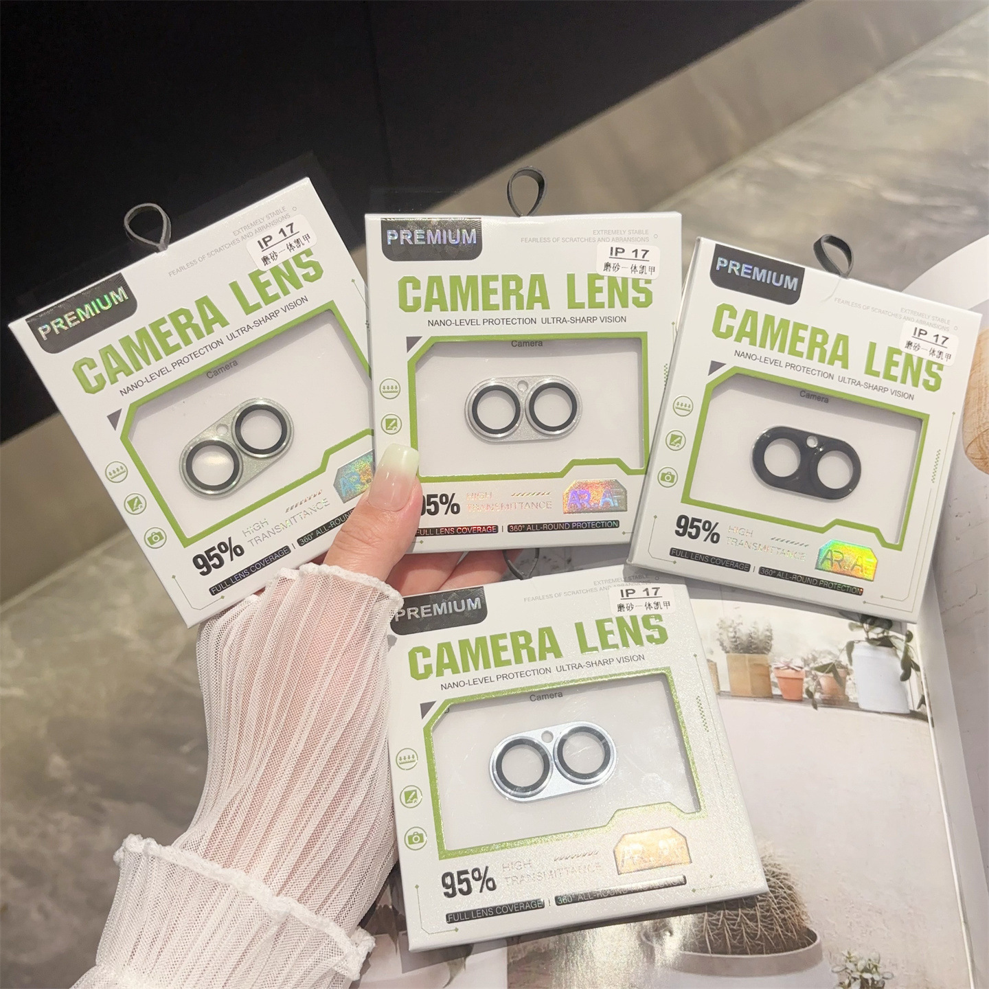 For iPhone 17 Air Pro Max 9H HD Aluminum Metal Ring Camera Lens Cover Tempered Glass Protector Brushed Armor All-in-One AR AF Clear Lens Coverage Prot